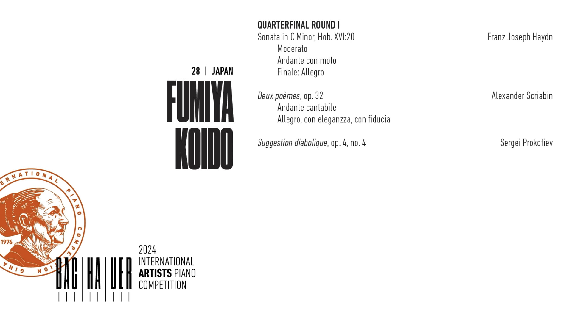 2024 Gina Bachauer International Piano Competition - Quarterfinal - Round 1- Fumiya Koido video thumbnail