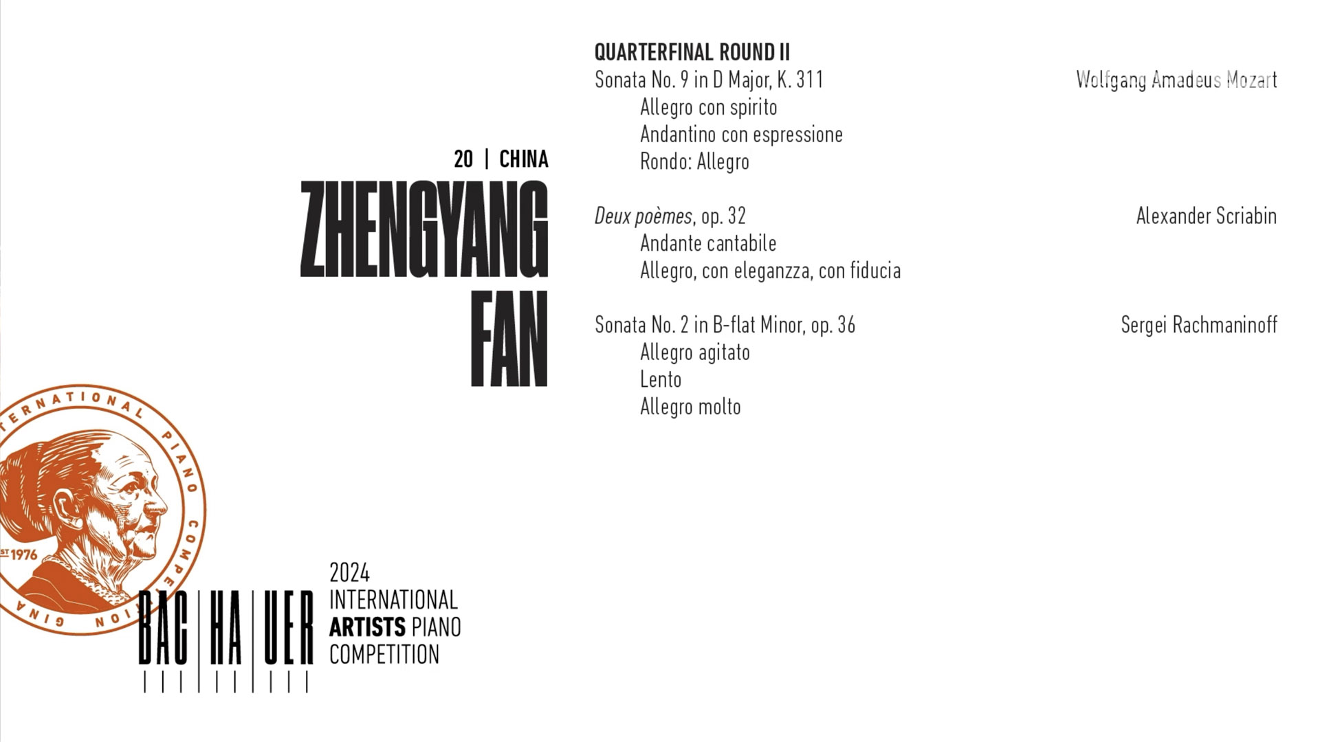 2024 Gina Bachauer International Piano Competition - Quarterfinal - Round 2 - Zhenyang Fan video thumbnail