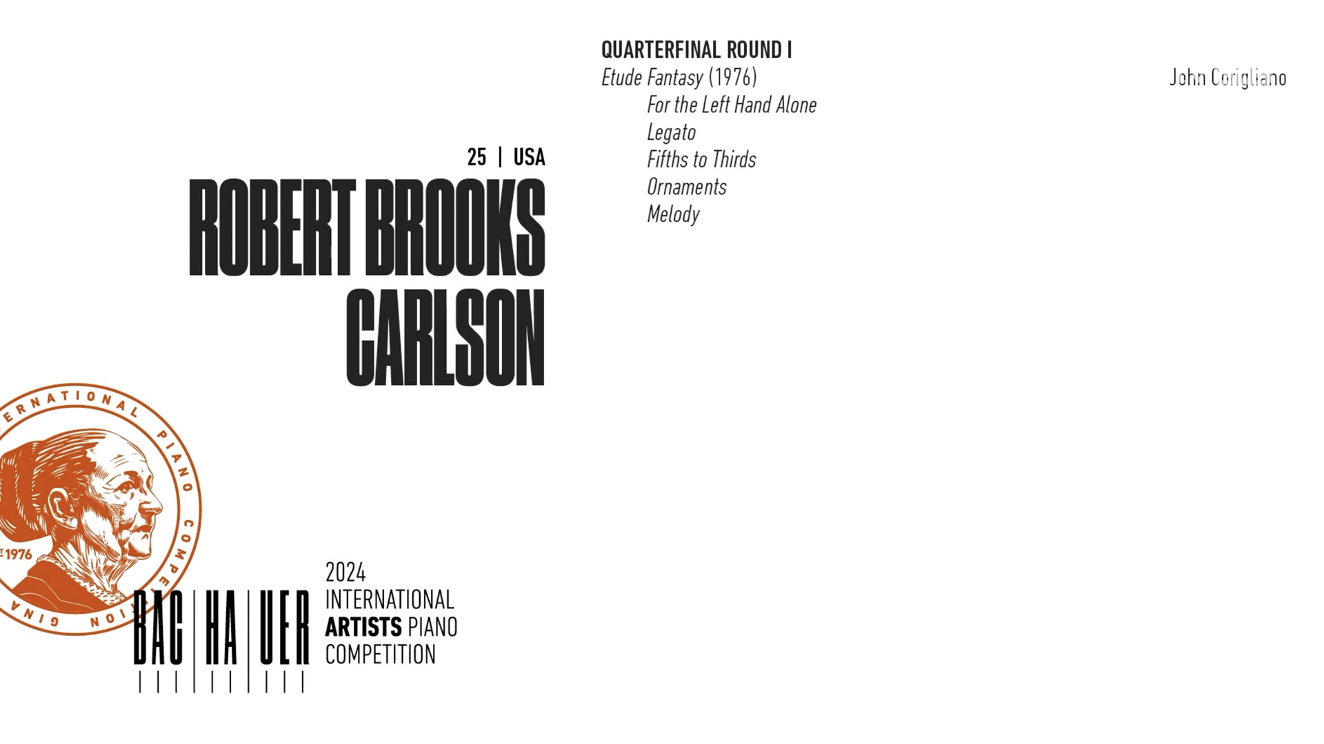 2024 Gina Bachauer International Piano Competition - Quarterfinal - Round 1- Robert Brooks Carlson video thumbnail