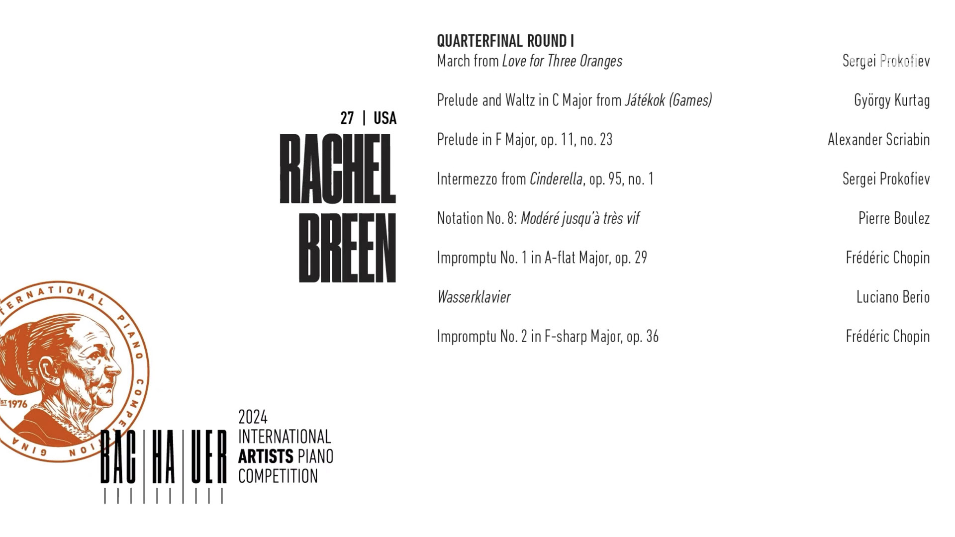 2024 Gina Bachauer International Piano Competition - Quarterfinal - Round 1- Rachel Breen video thumbnail
