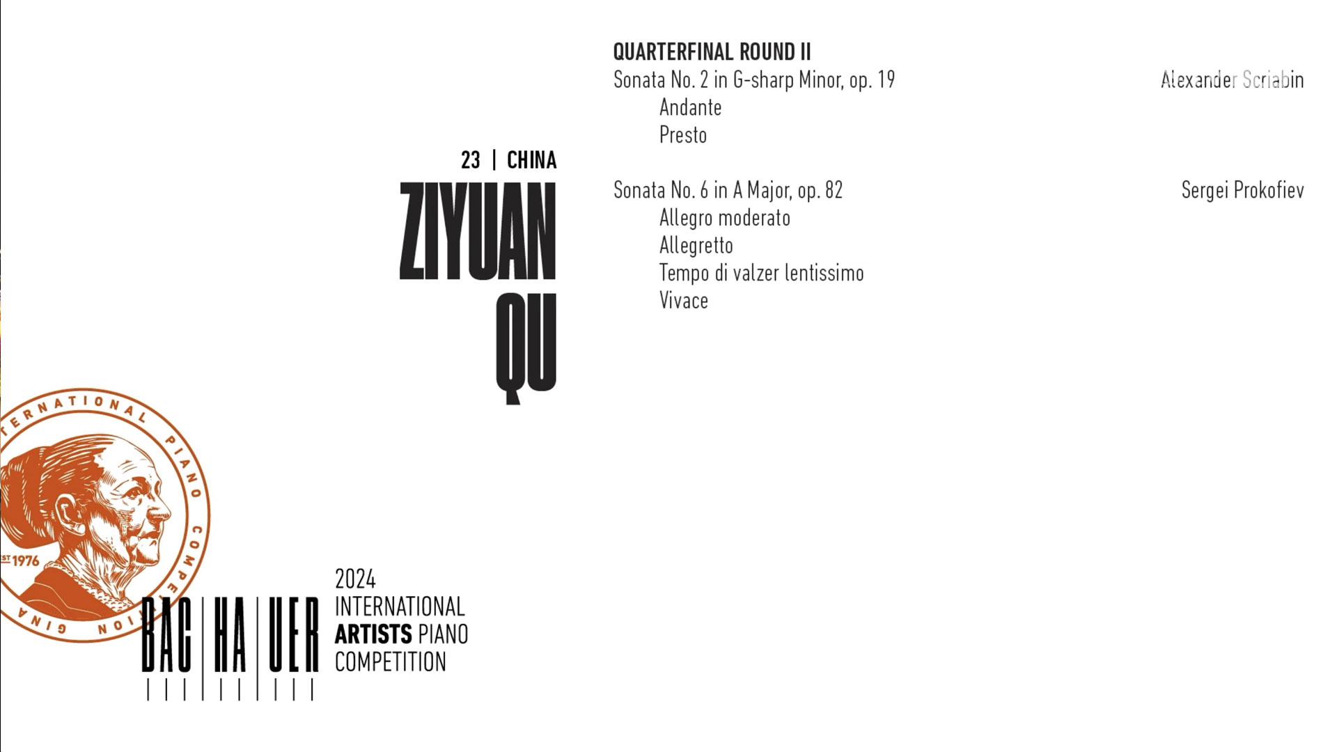 2024 Gina Bachauer International Piano Competition - Quarterfinal - Round 2 - Ziyuan Qu video thumbnail