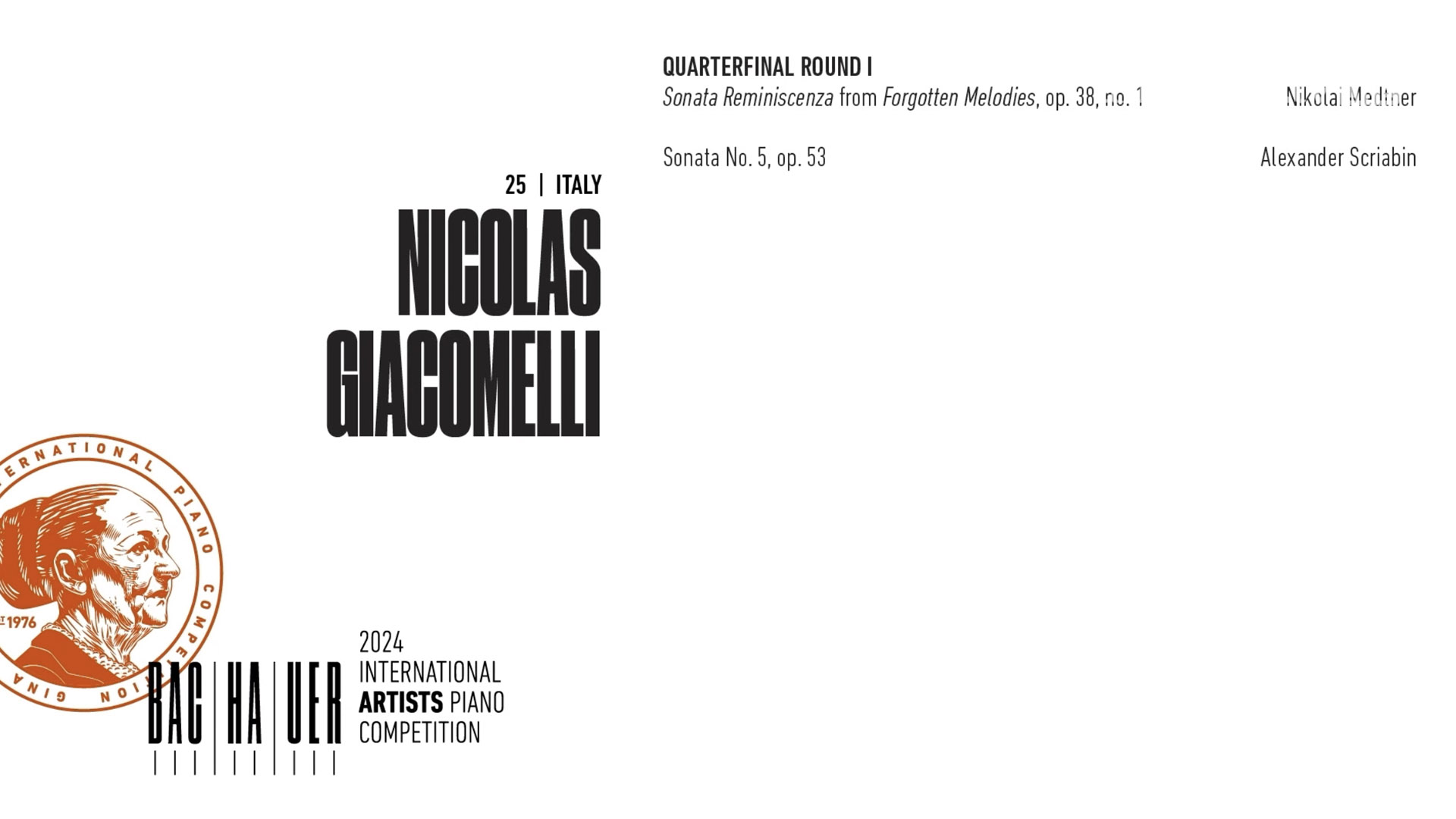 2024 Gina Bachauer International Piano Competition - Quarterfinal - Round 1- Nicolas Giacomelli video thumbnail