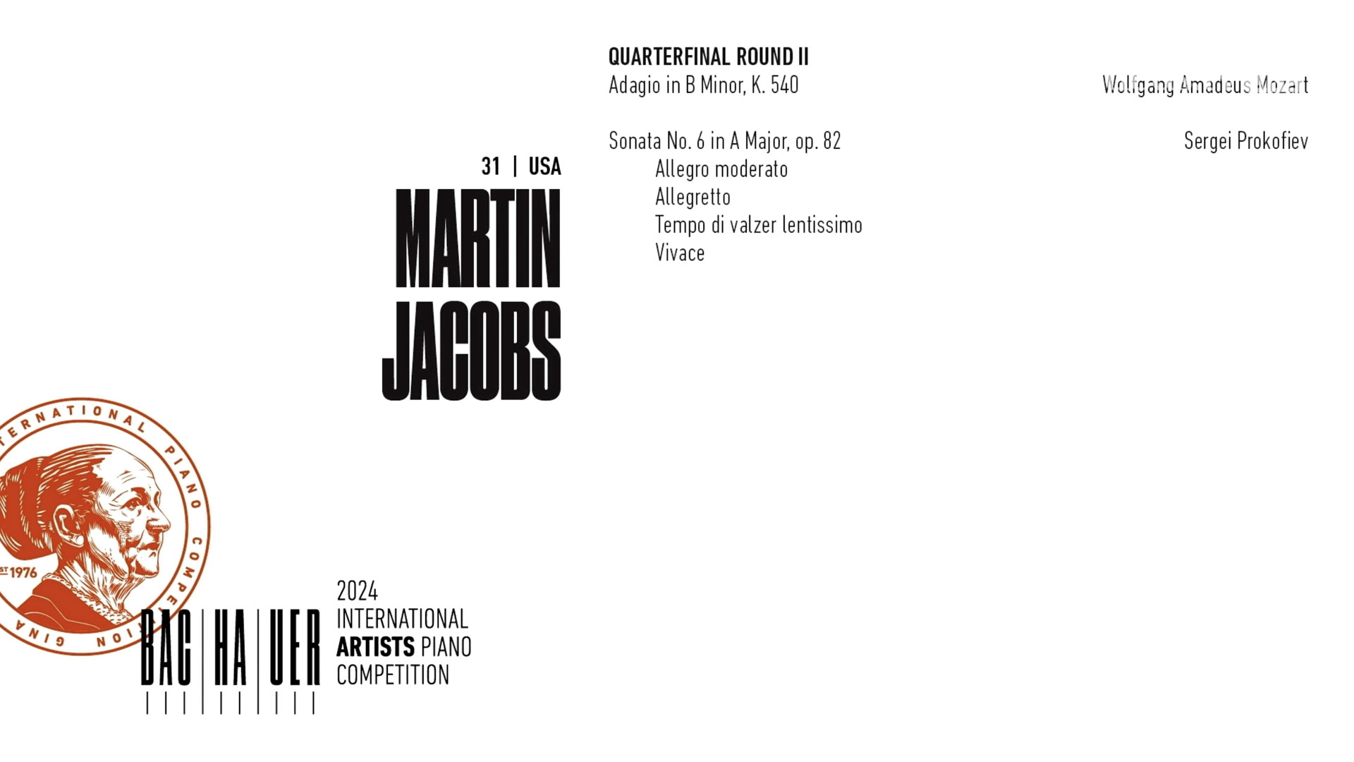 2024 Gina Bachauer International Piano Competition - Quarterfinal - Round 2 - Martin Jacobs video thumbnail