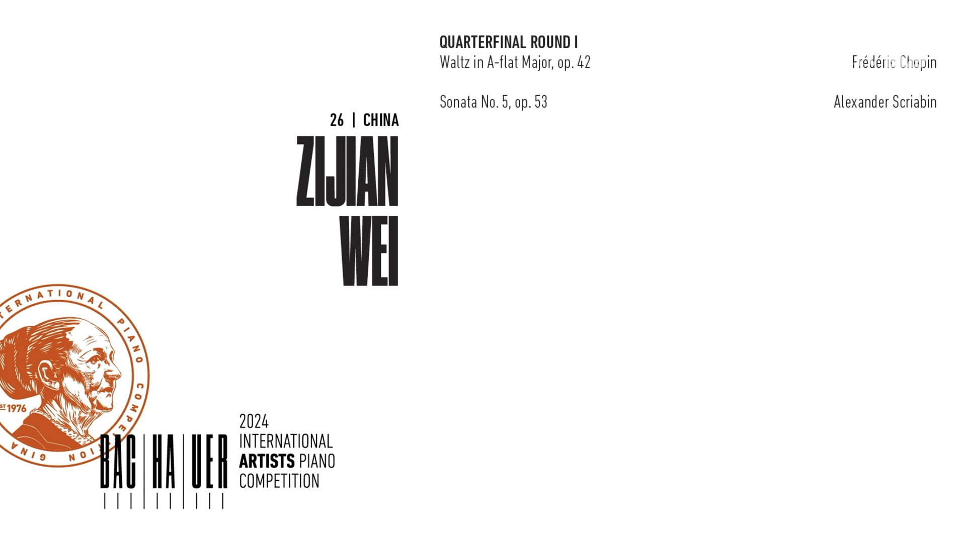 2024 Gina Bachauer International Piano Competition - Quarterfinal - Round 1- Zijian Wei video thumbnail
