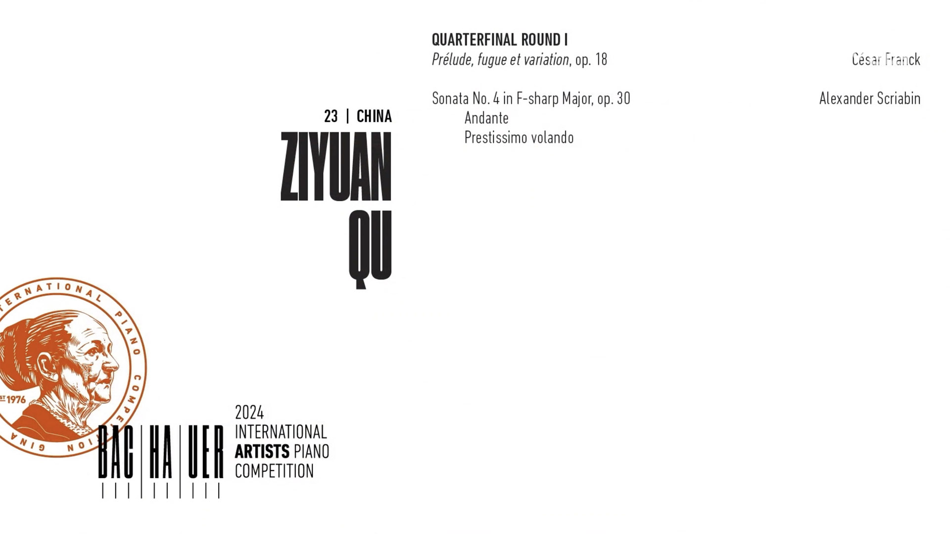 2024 Gina Bachauer International Piano Competition - Quarterfinal - Round 1 - Ziyuan Qu video thumbnail