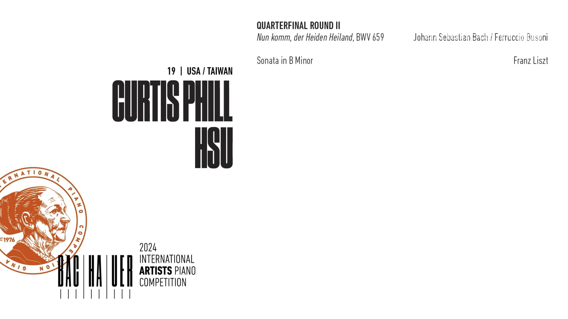 2024 Gina Bachauer International Piano Competition - Quarterfinal - Round 2 - Curtis Phill Hsu video thumbnail