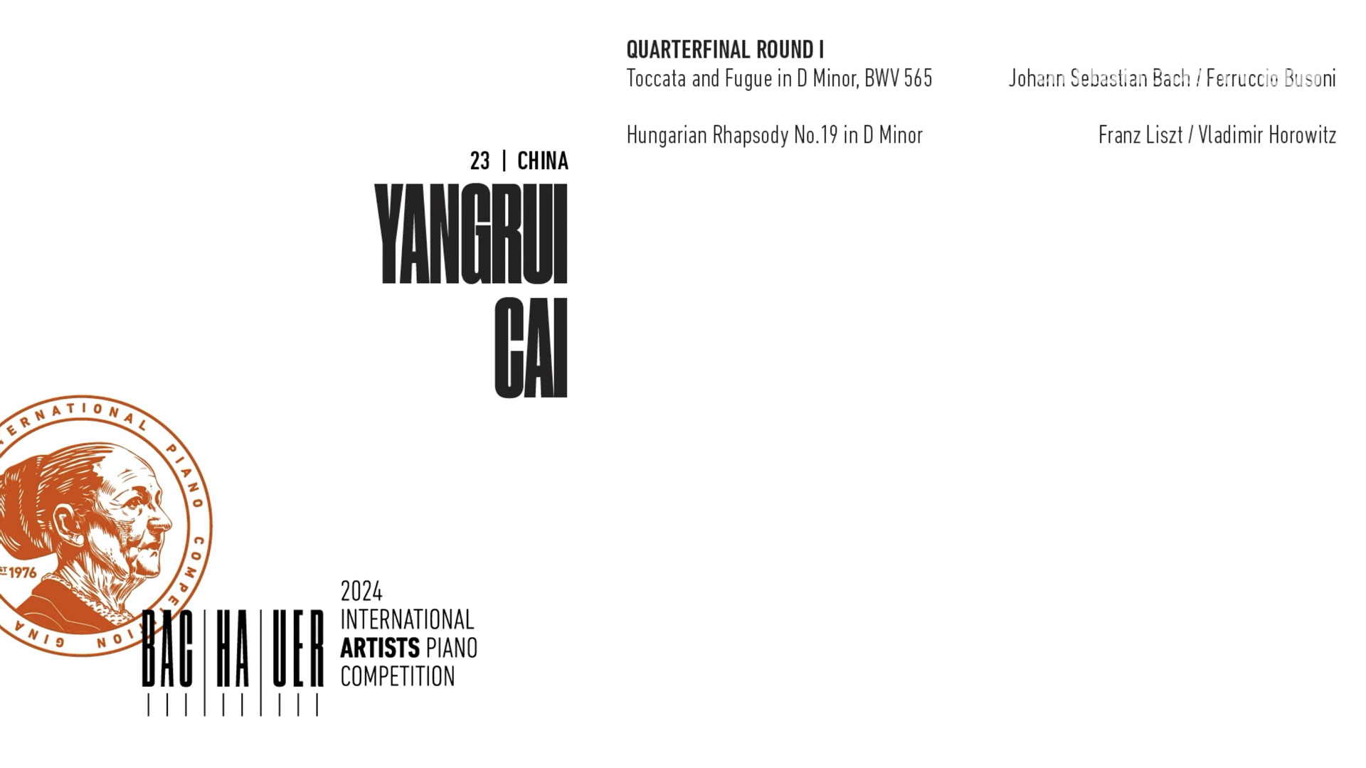 2024 Gina Bachauer International Piano Competition - Quarterfinal - Round 1- Yangrui Cai video thumbnail