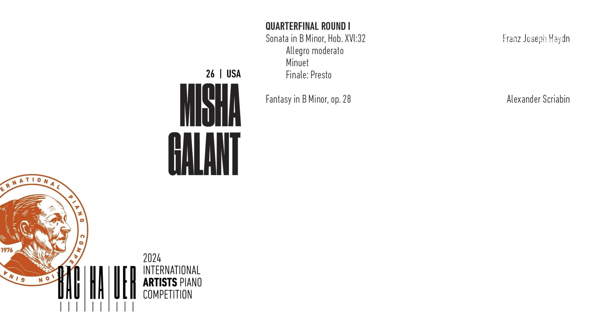 2024 Gina Bachauer International Piano Competition - Quarterfinal - Round 1- Misha Galant video thumbnail