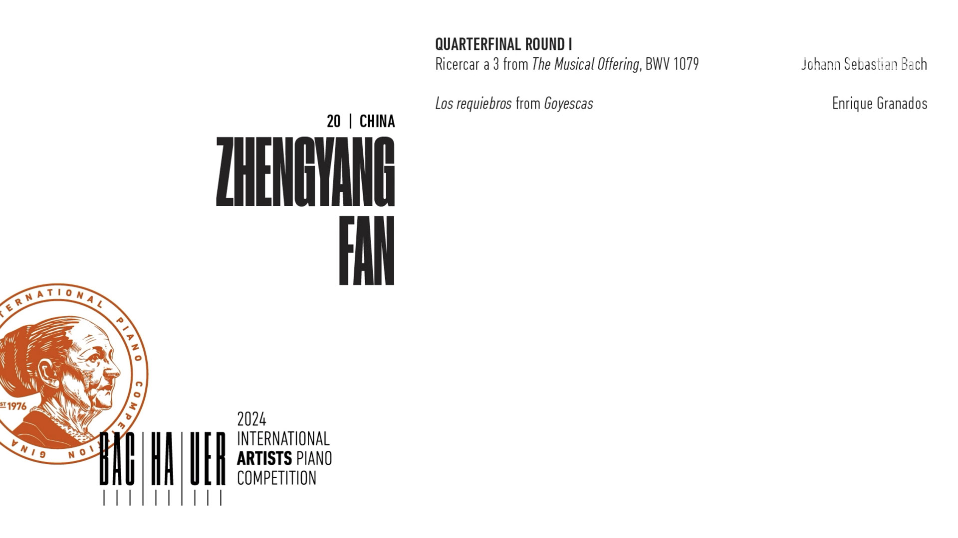 2024 Gina Bachauer International Piano Competition - Quarterfinal - Round 1 - Zhenyang Fan video thumbnail