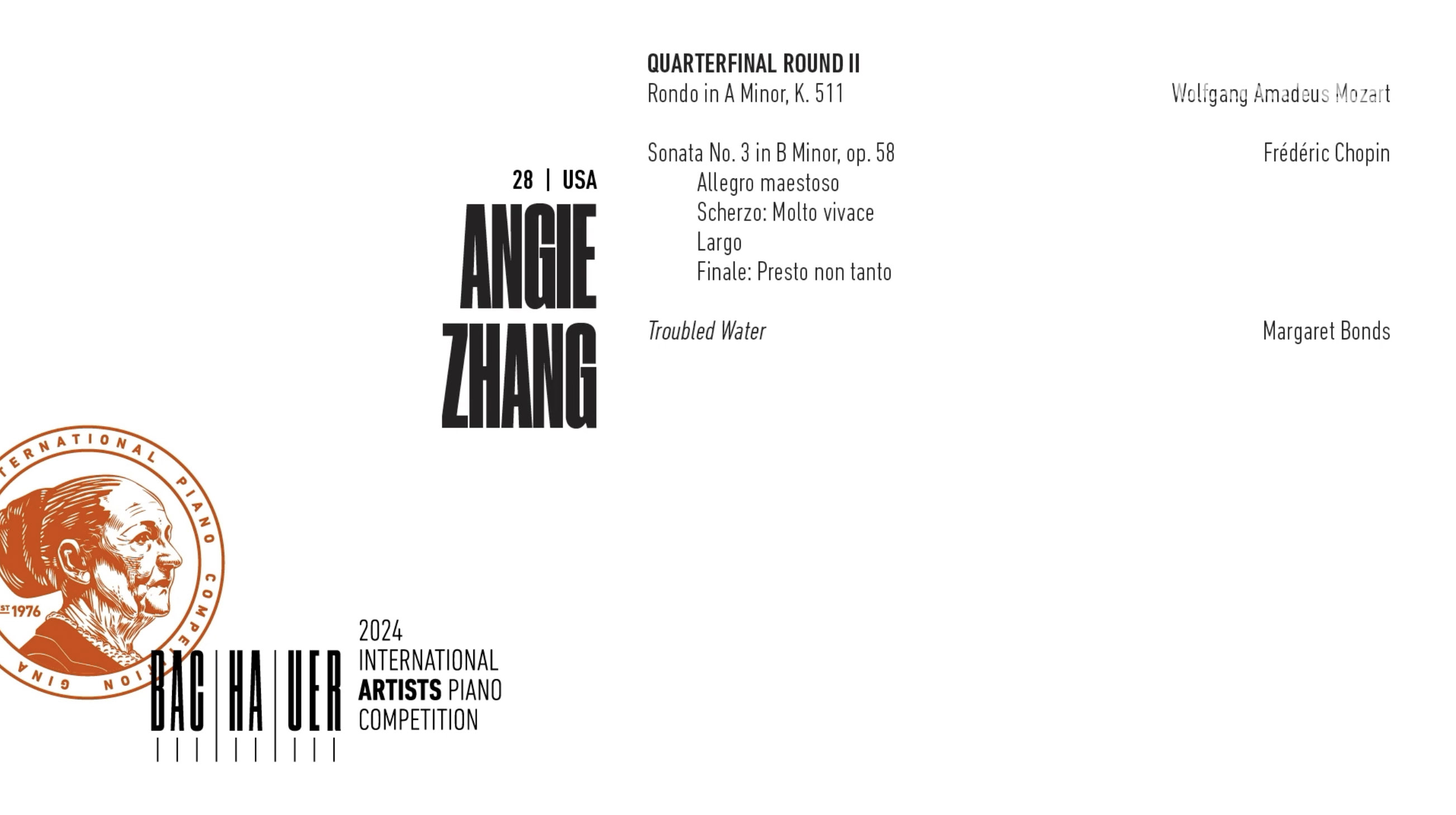 2024 Gina Bachauer International Piano Competition - Quarterfinal - Round 2 - Angie Zhang video thumbnail