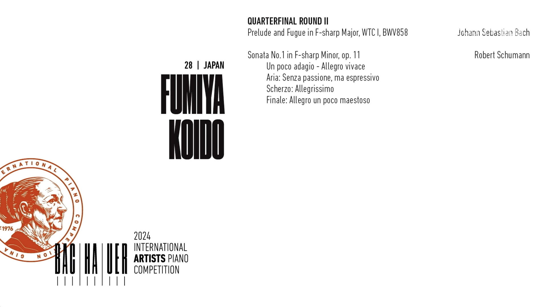 2024 Gina Bachauer International Piano Competition - Quarterfinal - Round 2 - Fumiya Koido video thumbnail