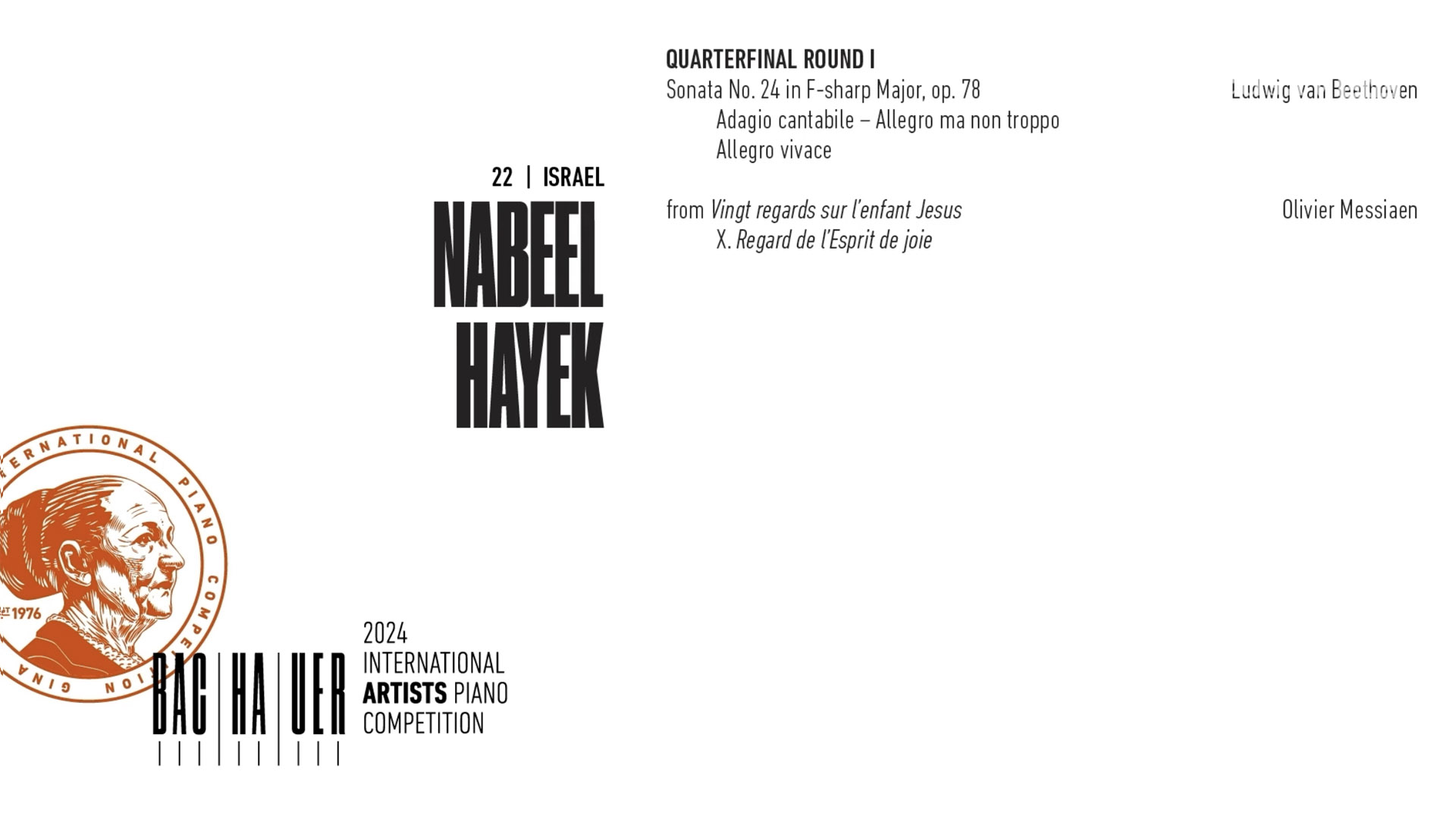 2024 Gina Bachauer International Piano Competition - Quarterfinal - Round 1- Nabeel Hayek video thumbnail