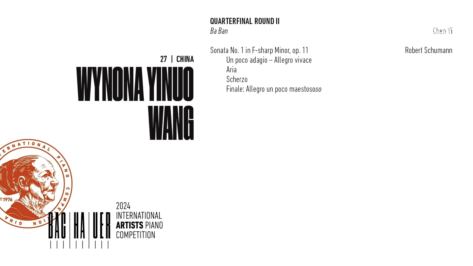 2024 Gina Bachauer International Piano Competition - Quarterfinal - Round 2 - Wynona Yinuo Wang video thumbnail