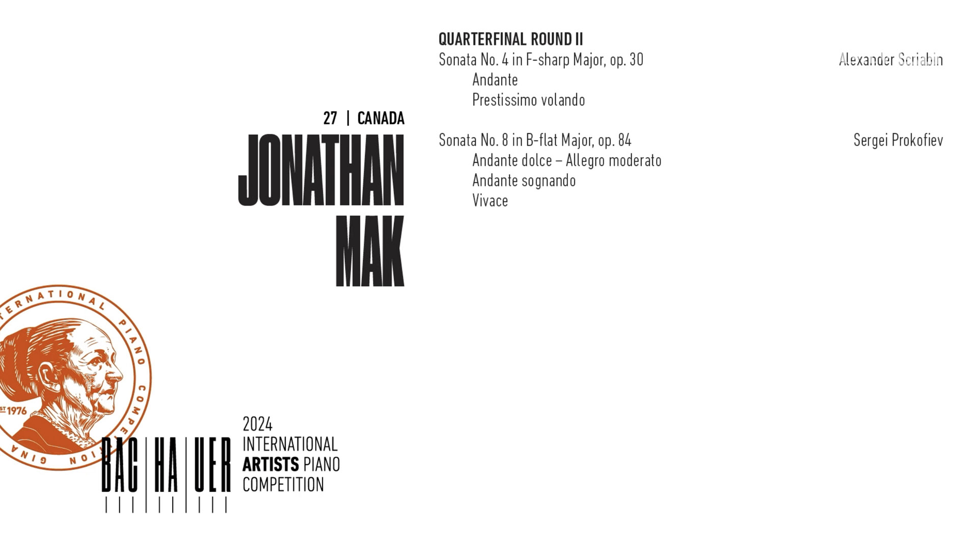 2024 Gina Bachauer International Piano Competition - Quarterfinal - Round 2 - Jonathan Mak video thumbnail