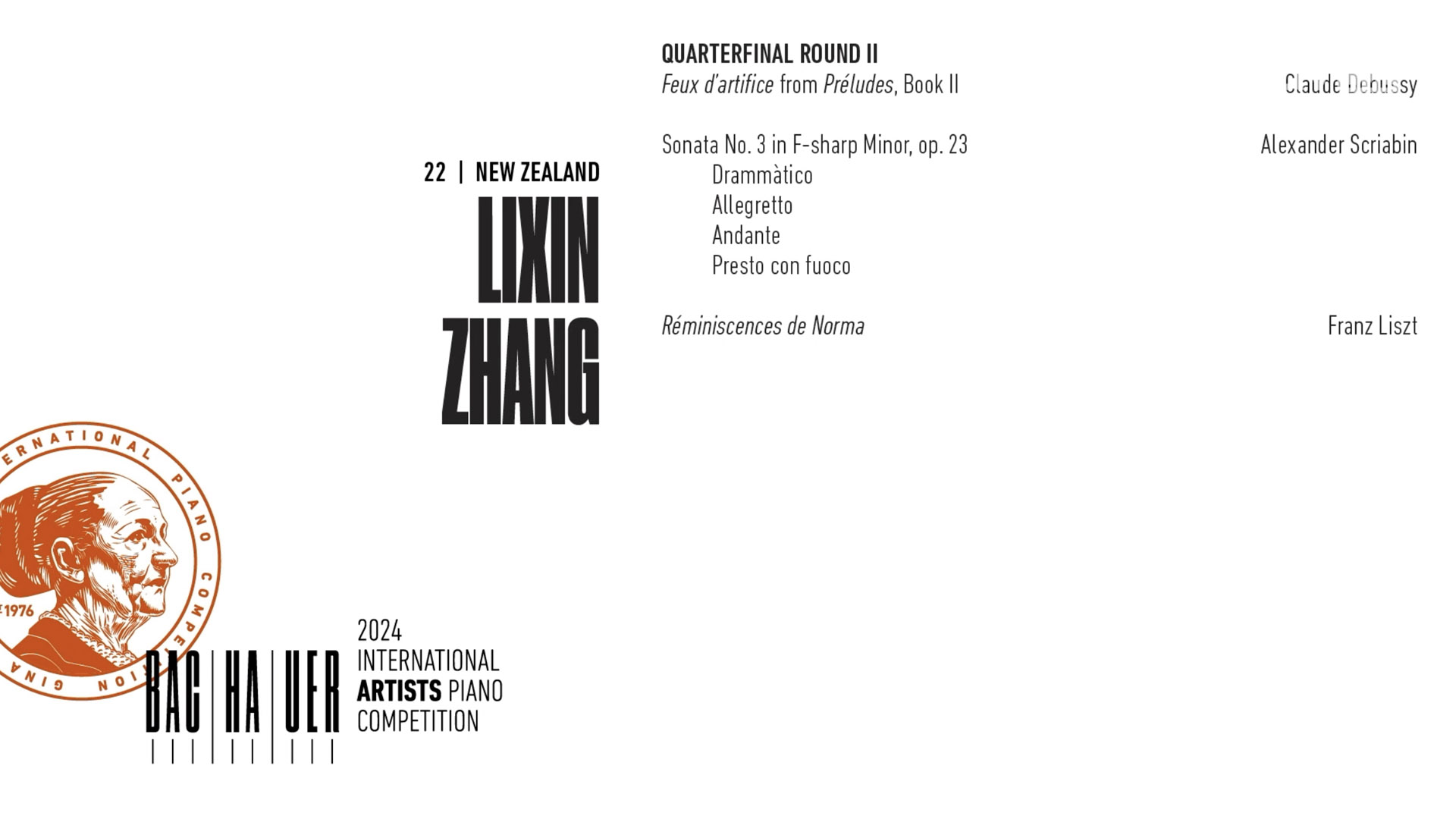 2024 Gina Bachauer International Piano Competition - Quarterfinal - Round 2 - Lixin Zhang video thumbnail